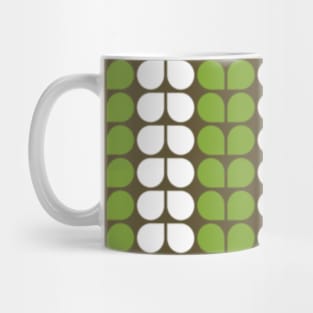 Classy Retro Mod Petal Print Modern Decor Green Brown Mug